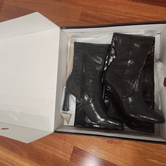 Nine West SIZZLE3 Women's Black Leather Over -The-Knee Boots  Size 8 - Picture 3 of 5